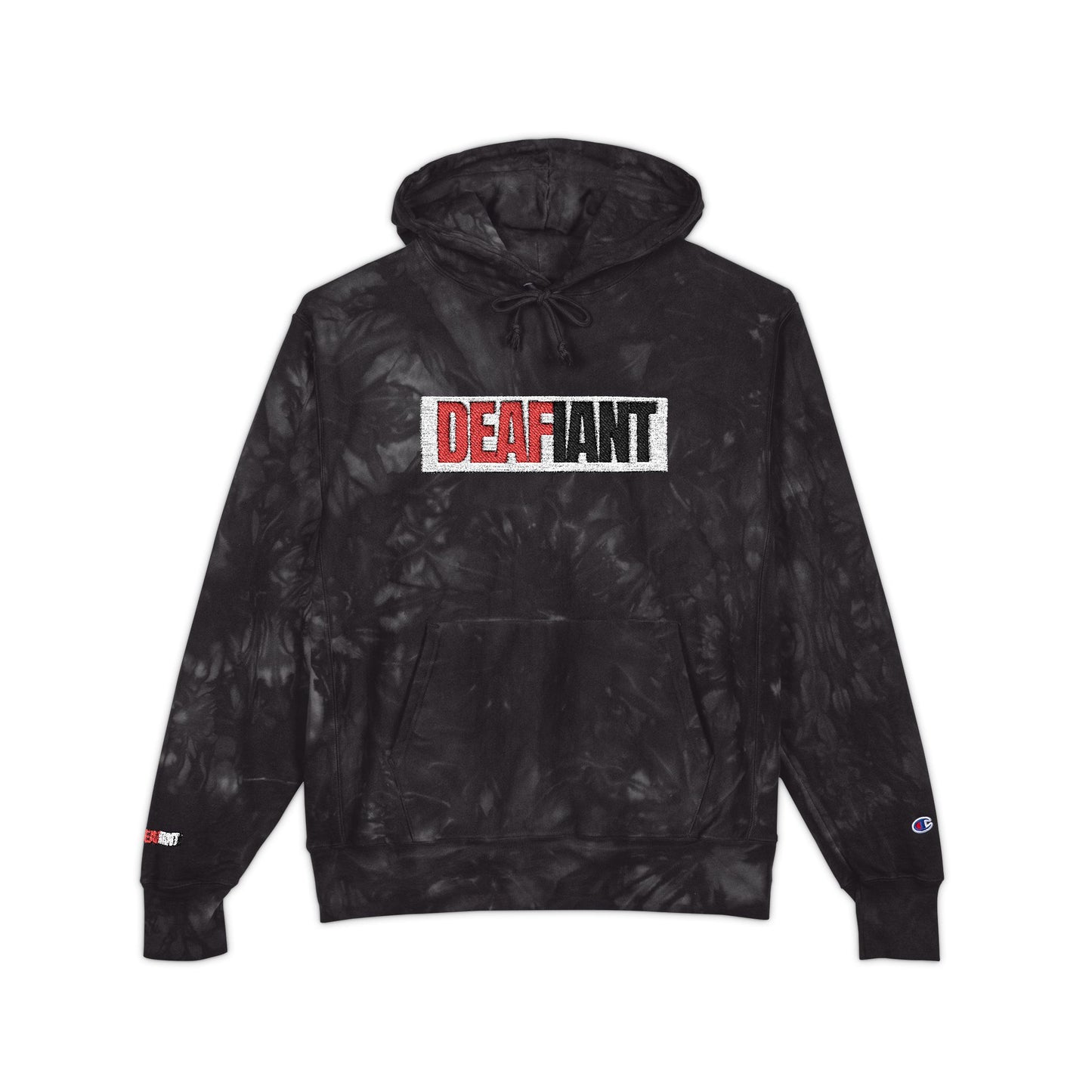 DEAFIANT Deaf Rebel | Unisex Champion Tie-Dye Hoodie (Embroidery)