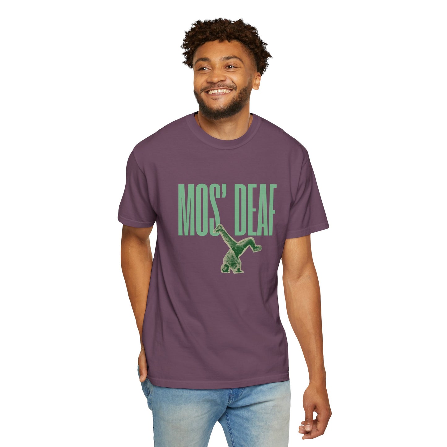 DEAFIANT Mos' Deaf Throwback Tee | Unisex | Garment-dyed