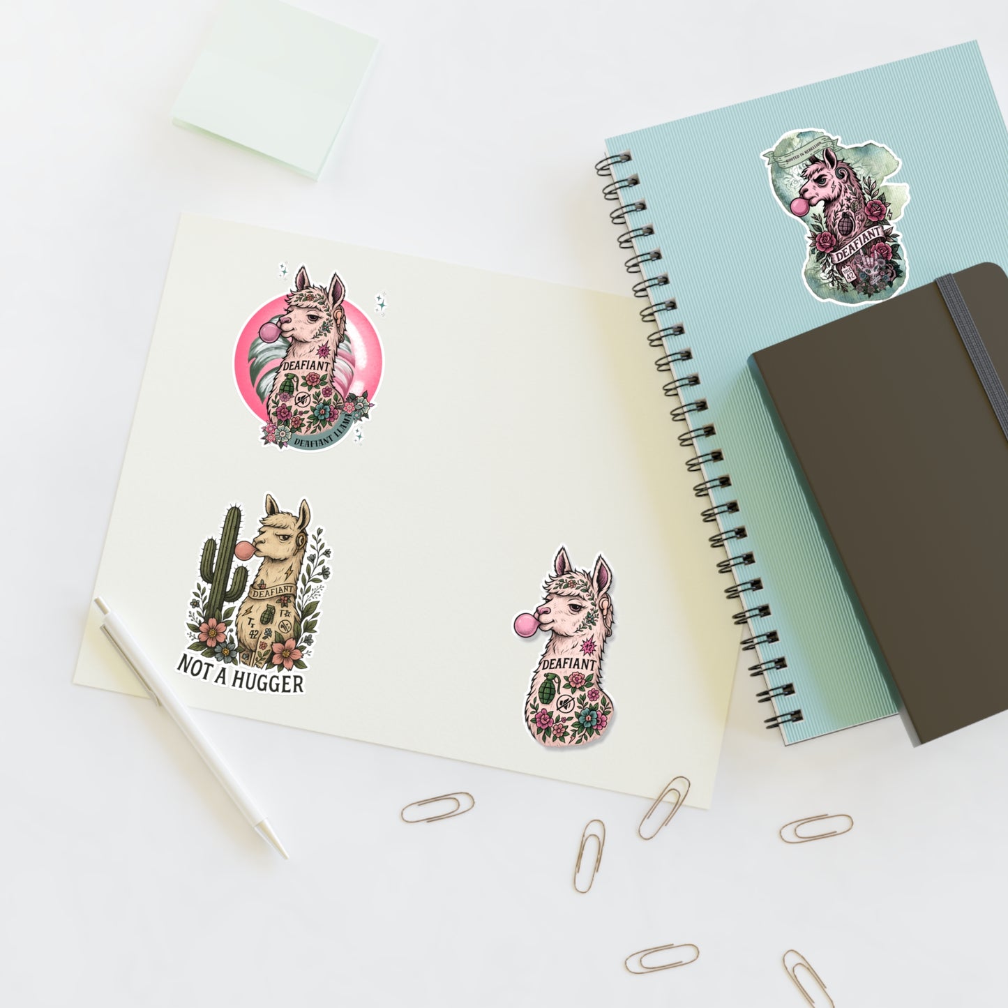 DEAFIANT x The Pink Llama – “Silent Spitfire” Stickers Sheets Ft. DEAFIANT Llama