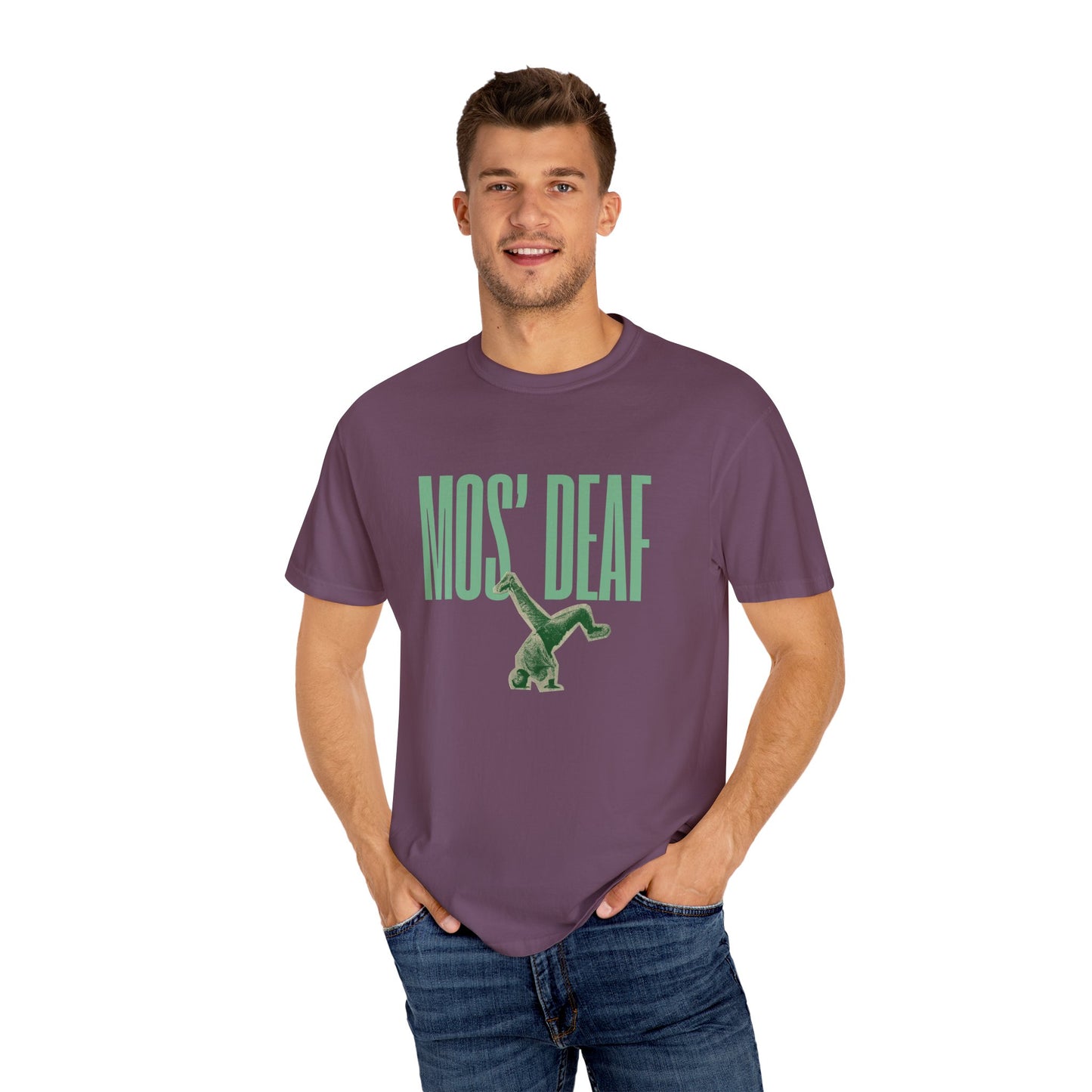DEAFIANT Mos' Deaf Throwback Tee | Unisex | Garment-dyed