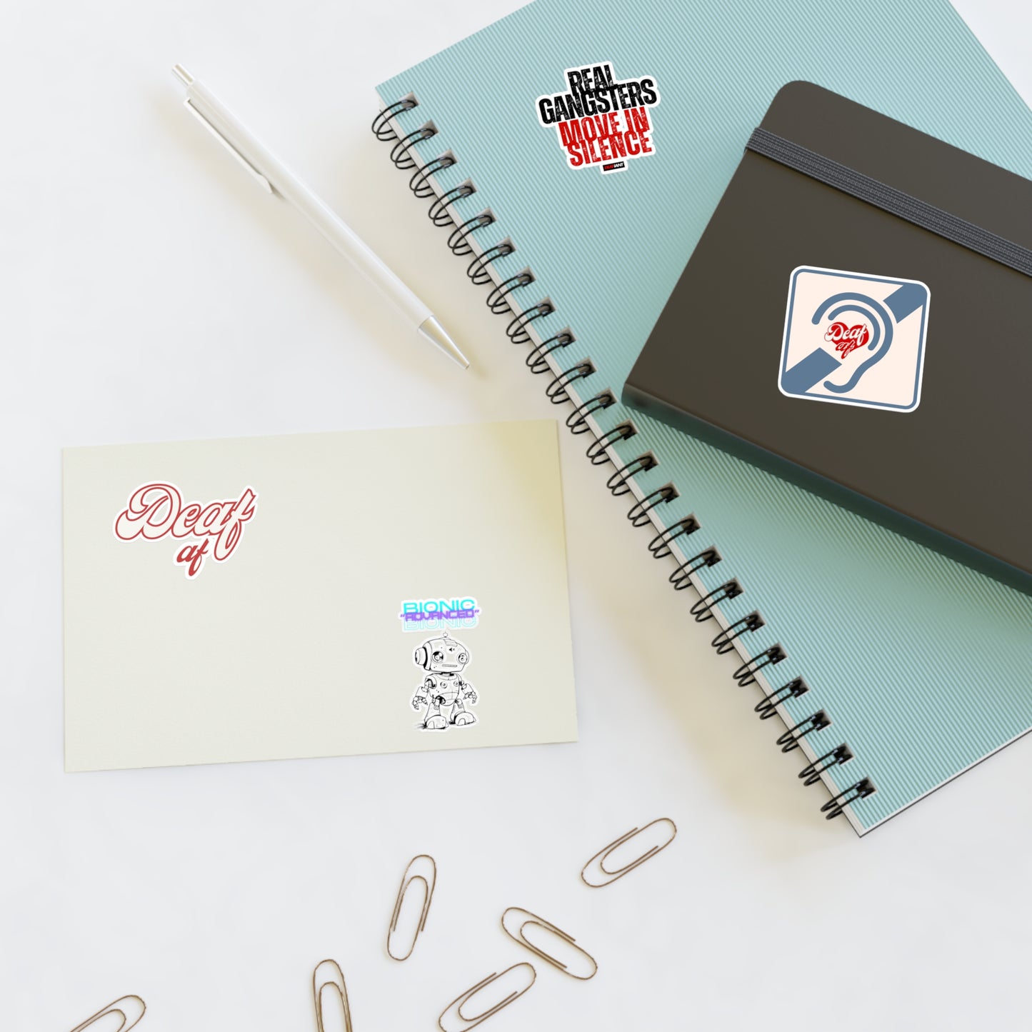DEAFIANT Identity Sticker Pack – “Deaf AF + Tech & Truth” Series | Unique Designs for Personalizing Laptops, Notebooks, Gifts, and More!