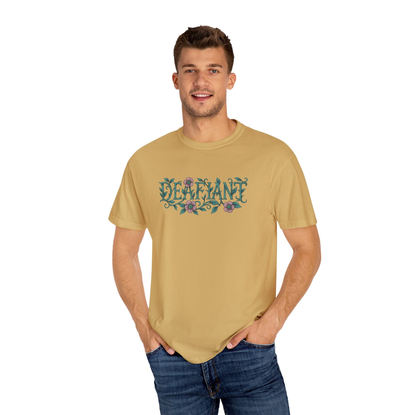 "Rooted Rebels – The Pink Llama x DEAFIANT Floral Collab Tee Unisex T-Shirt