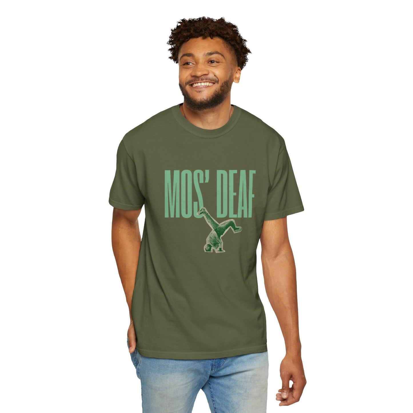 DEAFIANT Mos' Deaf Throwback Tee | Unisex | Garment-dyed