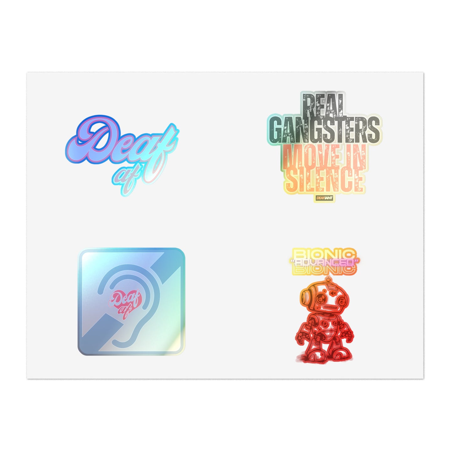 DEAFIANT Identity Sticker Pack – “Deaf AF + Tech & Truth” Series | Unique Designs for Personalizing Laptops, Notebooks, Gifts, and More!
