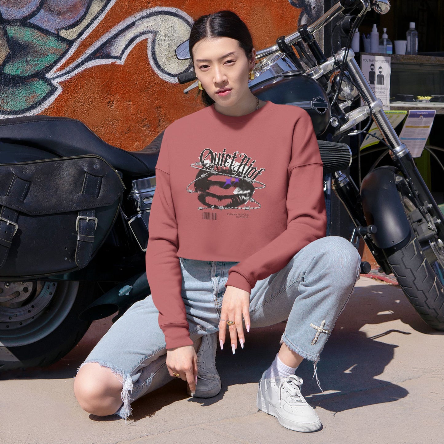 DEAFIANT Quiet Riot | Cropped Sweatshirt
