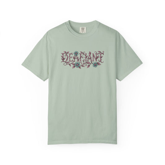 "Rooted & Rebellious" – The Pink Llama x DEAFIANT Floral Collab Tee | Unisex Garment-Dyed T-shirt