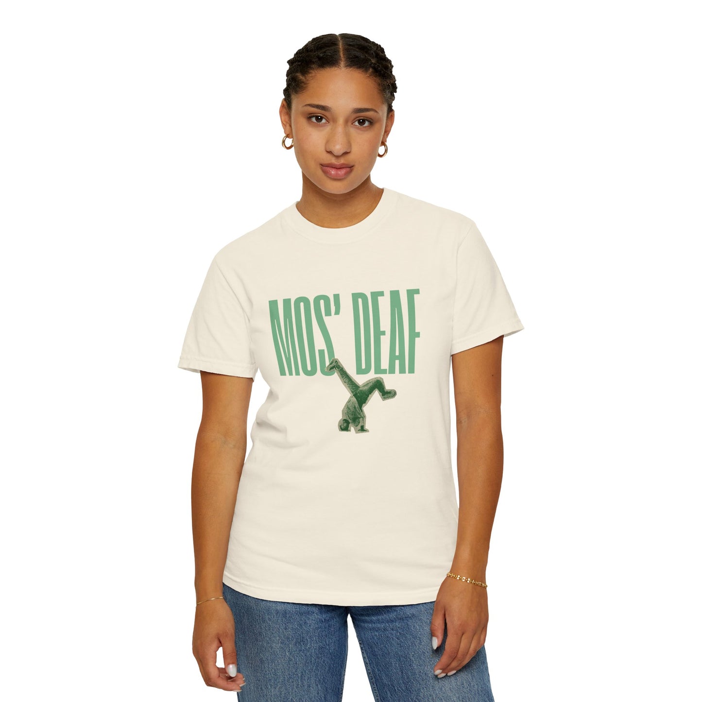 DEAFIANT Mos' Deaf Throwback Tee | Unisex | Garment-dyed