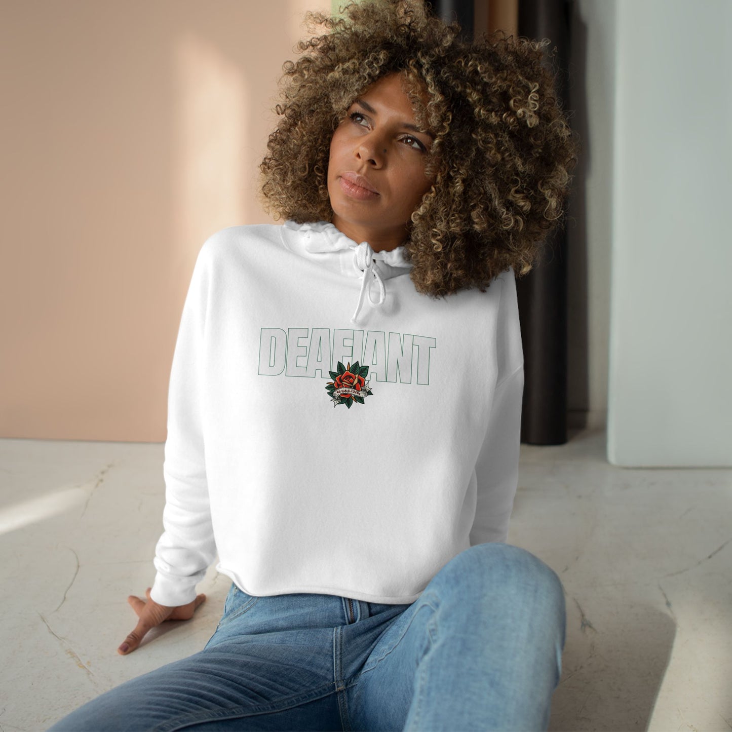 DEAFIANT Title 42 DEAFiant Rights | Women's Crop Hoodie