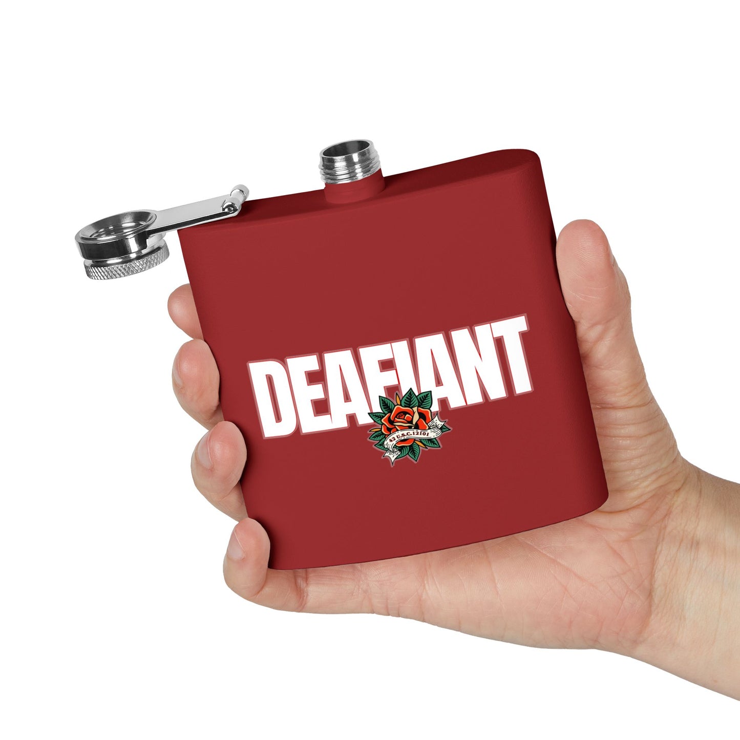 DEAFIANT The Quiet Riot Stainless Steel Flask, 6oz