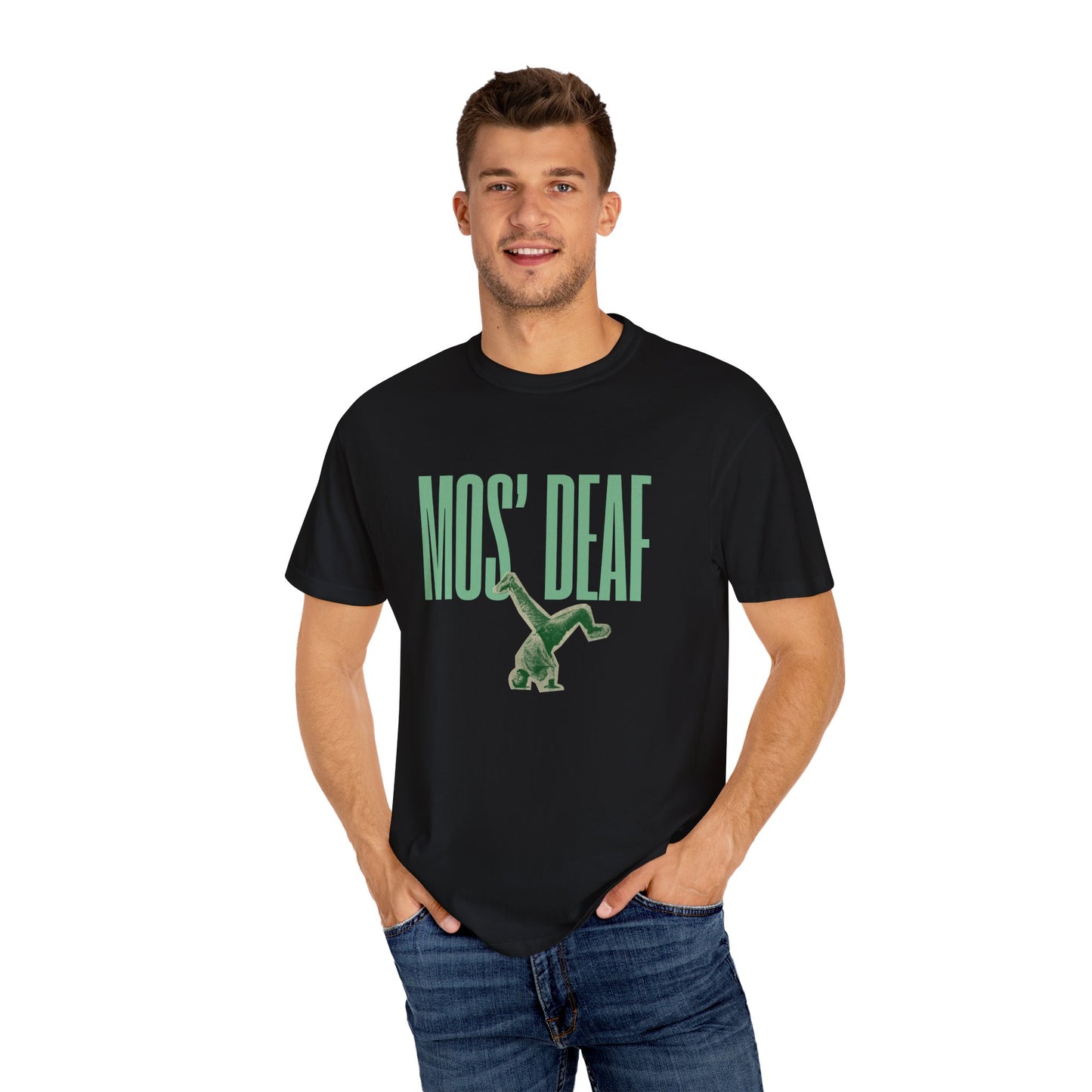 DEAFIANT Mos' Deaf Throwback Tee | Unisex | Garment-dyed