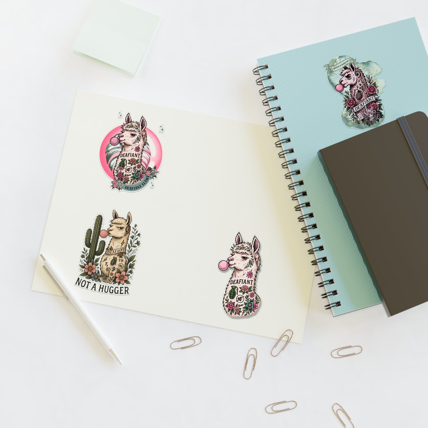 DEAFIANT x The Pink Llama – “Silent Spitfire” Stickers Sheets Ft. DEAFIANT Llama