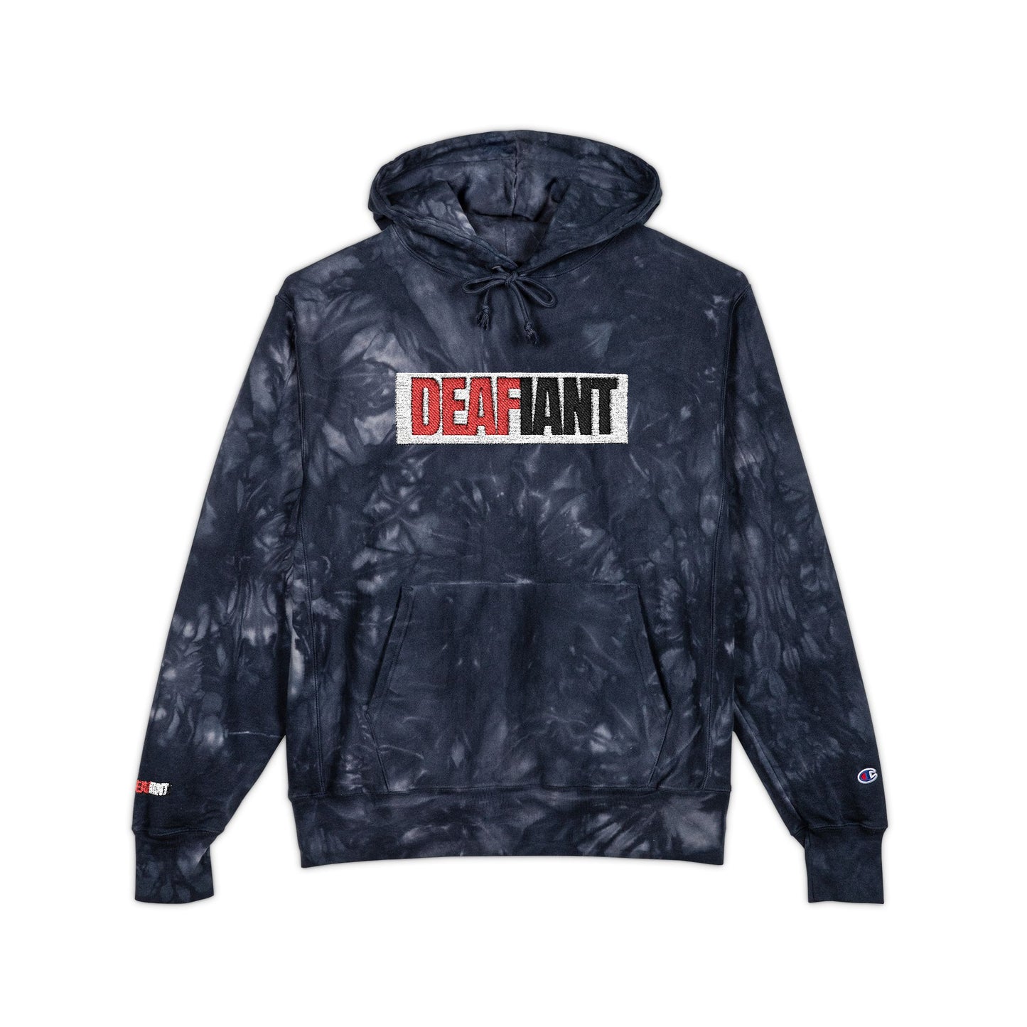DEAFIANT Deaf Rebel | Unisex Champion Tie-Dye Hoodie (Embroidery)