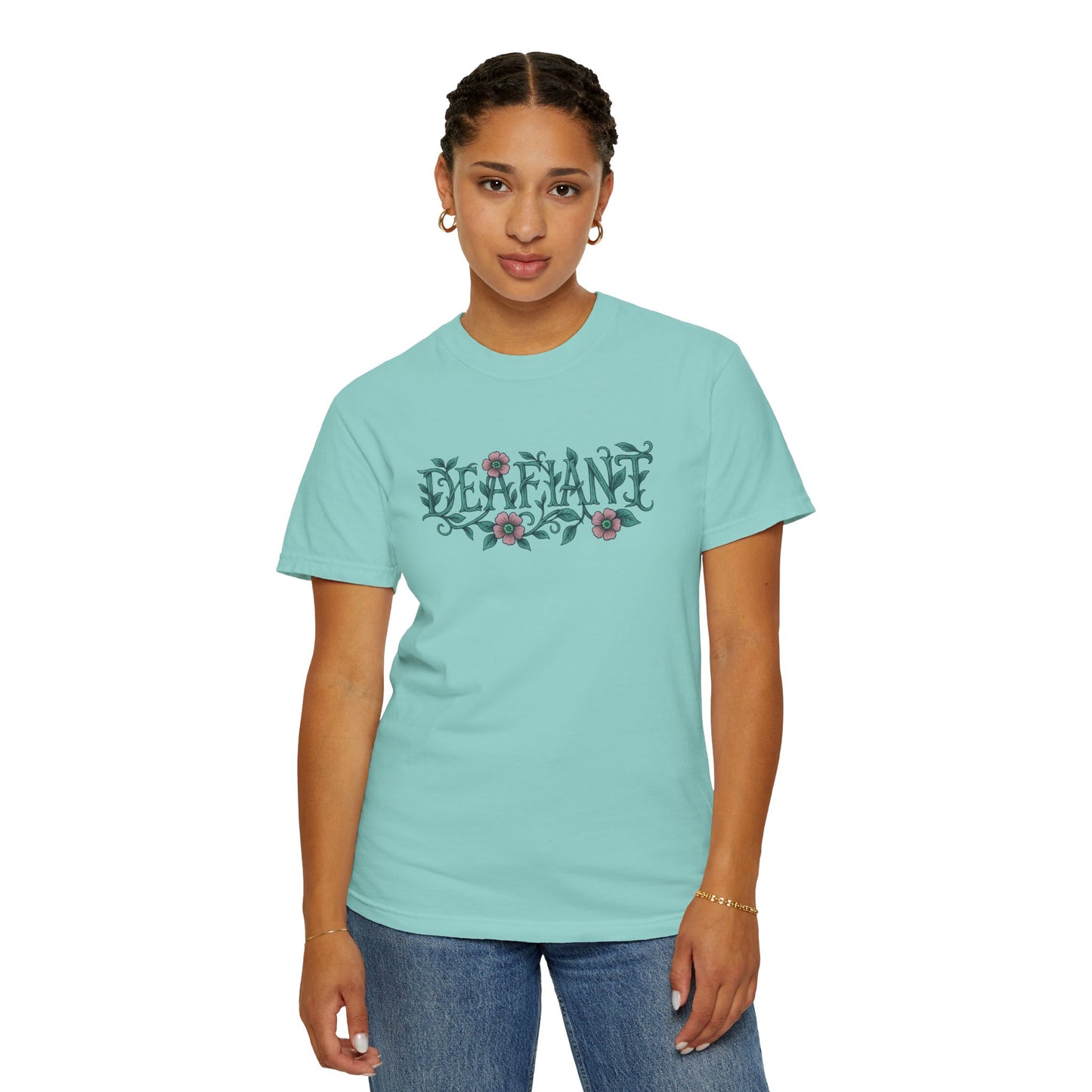 "Rooted Rebels – The Pink Llama x DEAFIANT Floral Collab Tee Unisex T-Shirt