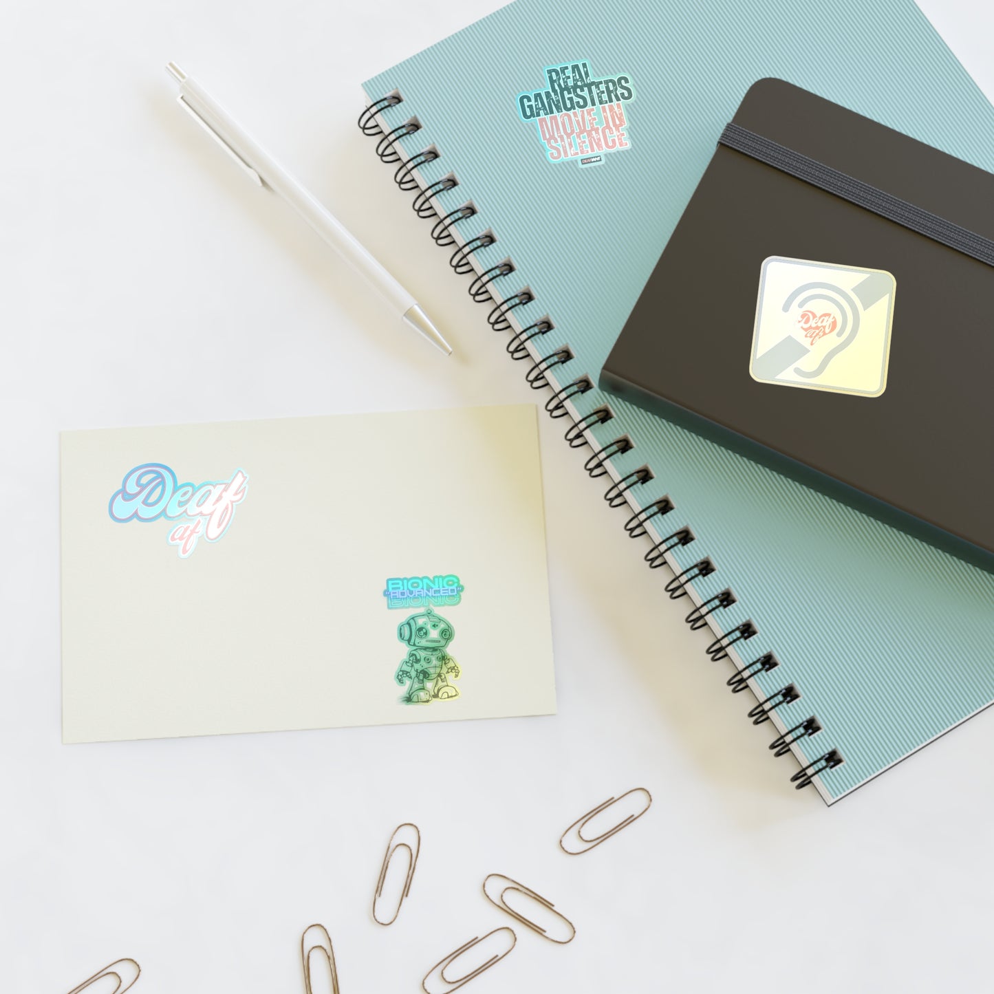 DEAFIANT Identity Sticker Pack – “Deaf AF + Tech & Truth” Series | Unique Designs for Personalizing Laptops, Notebooks, Gifts, and More!