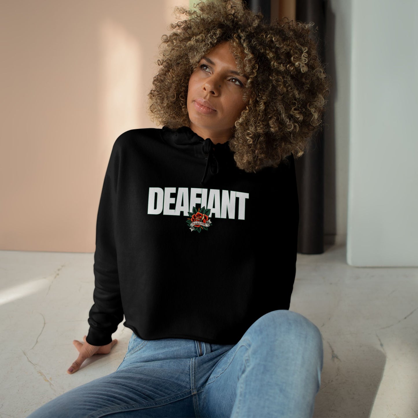 DEAFIANT Title 42 DEAFiant Rights | Women's Crop Hoodie