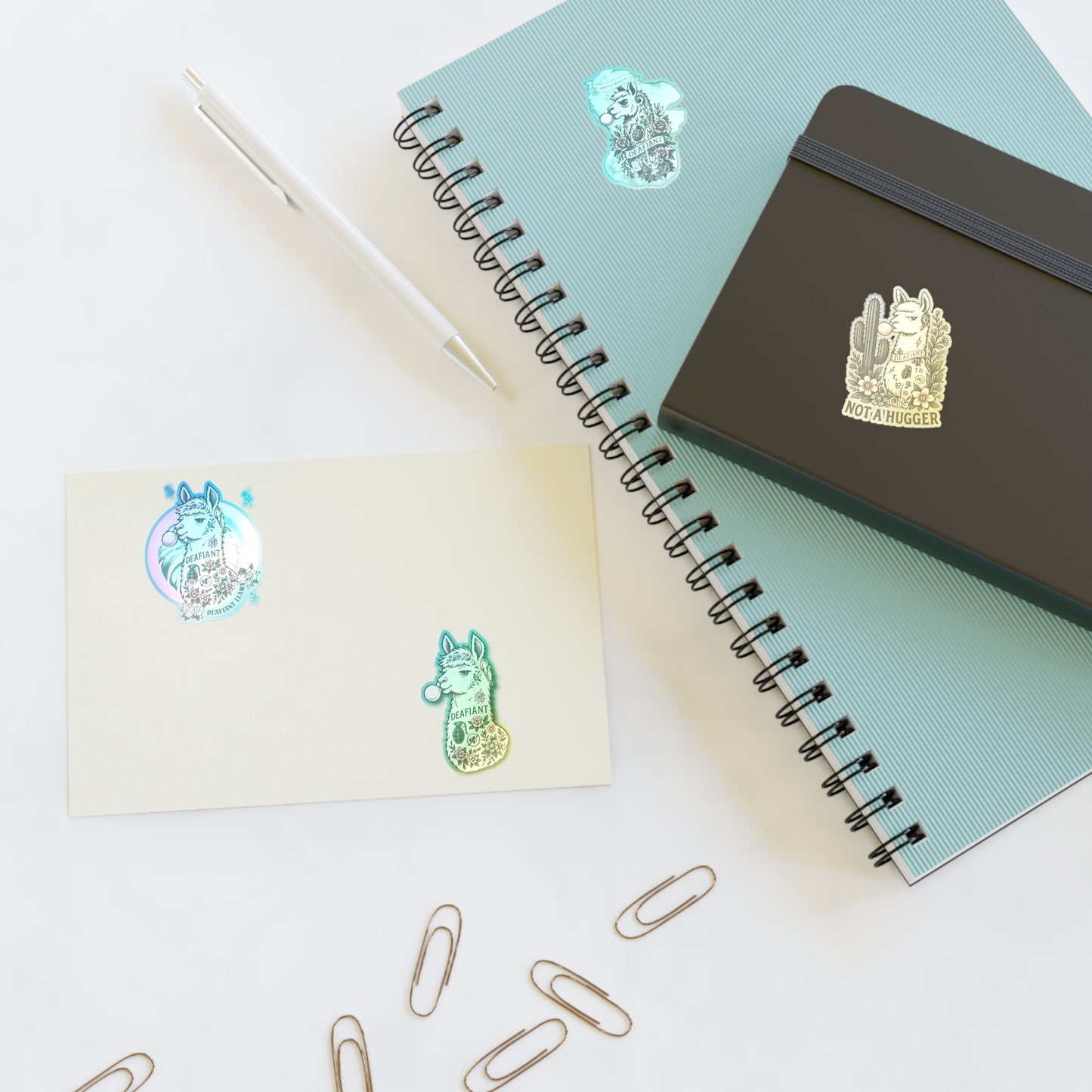 DEAFIANT x The Pink Llama – “Silent Spitfire” Stickers Sheets Ft. DEAFIANT Llama